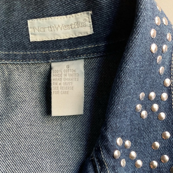 NEW.   Northwest Blue Pearl-Studded Denim Jacket - Picture 8 of 9